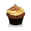 Chocolate cake with a light peanut butter buttercream lightly topped with chocolate sprinkles